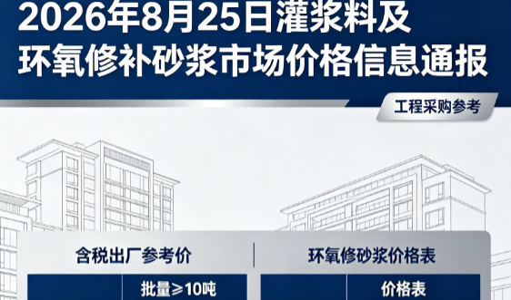 东凤镇2026年8月25日灌浆料及环氧修补砂浆市场价格信息通报